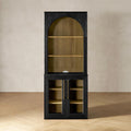 mopio Blake Storage Cabinet with Hutch, Sideboard Buffet Cabinet with Storage, Kitchen Pantry Organizer, Coffee Bar Station, Trophy Display Case with Door & Shelf for Living Room (Black Oak Acrylic)