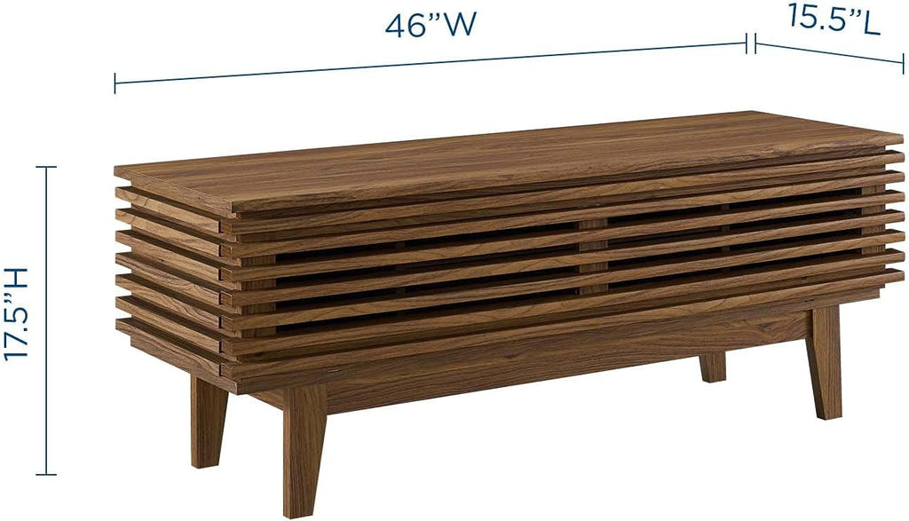 Modway Render 46' Mid-Century Modern Low Profile TV Stand in Walnut, 46 Inch