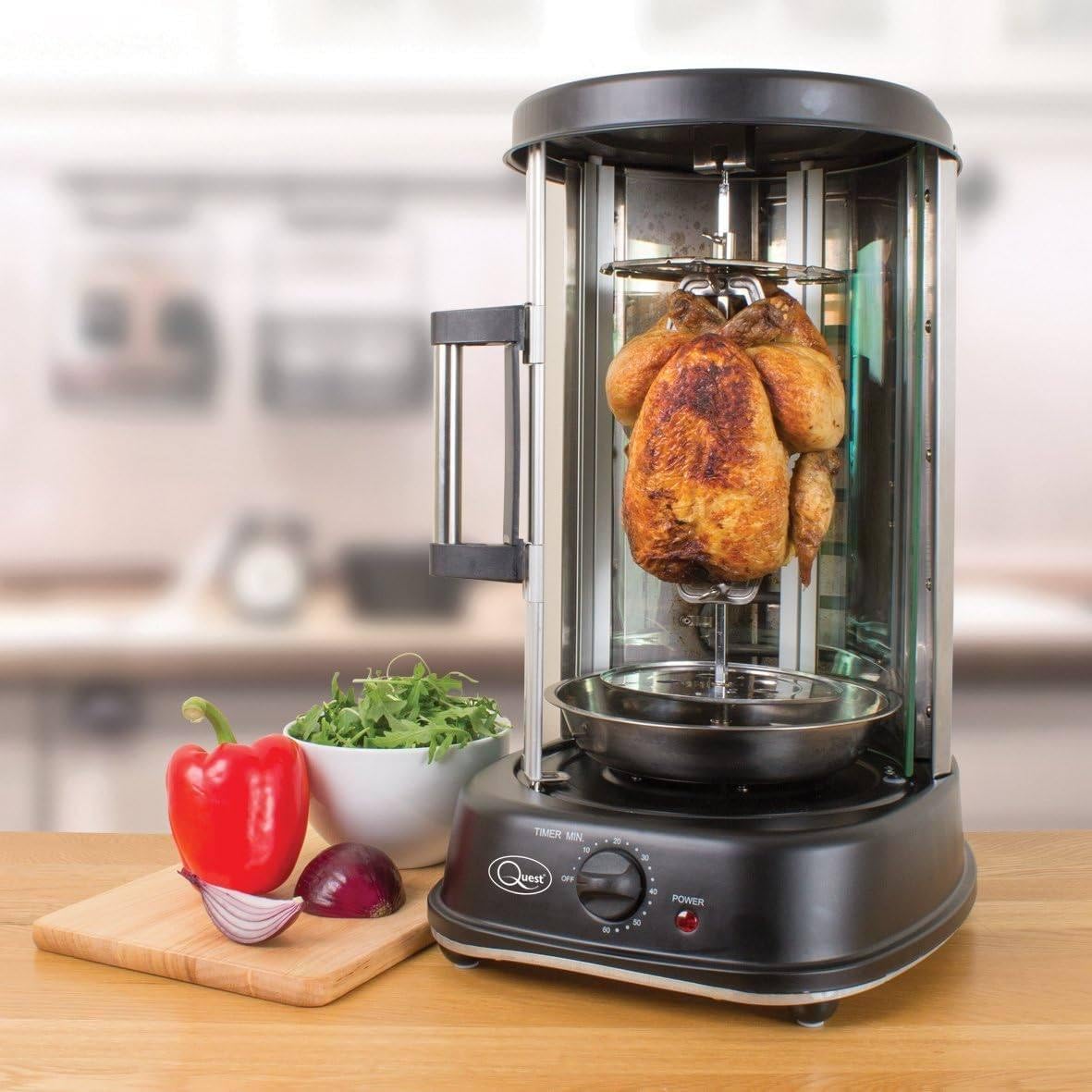 Countertop Vertical Rotisserie Oven,Electric Smokeless Rotating Grill Oven,1380w Energy Efficient with Heat Resistant Door,Suitable for Tacos