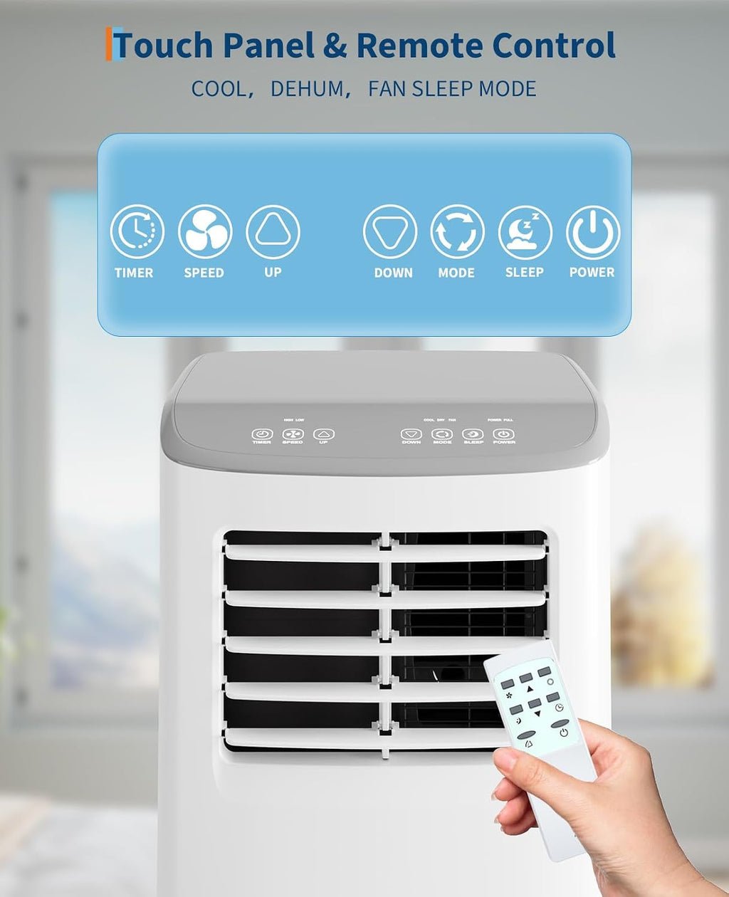 GarveeTech Portable Air Conditioner, 8,000 BTUs Room Air Conditioner, 3 in-1 Cooling AC Portable Air Conditioner with Fan & Dehumidifier, Standing Air Conditioner, Ventless Floor AC