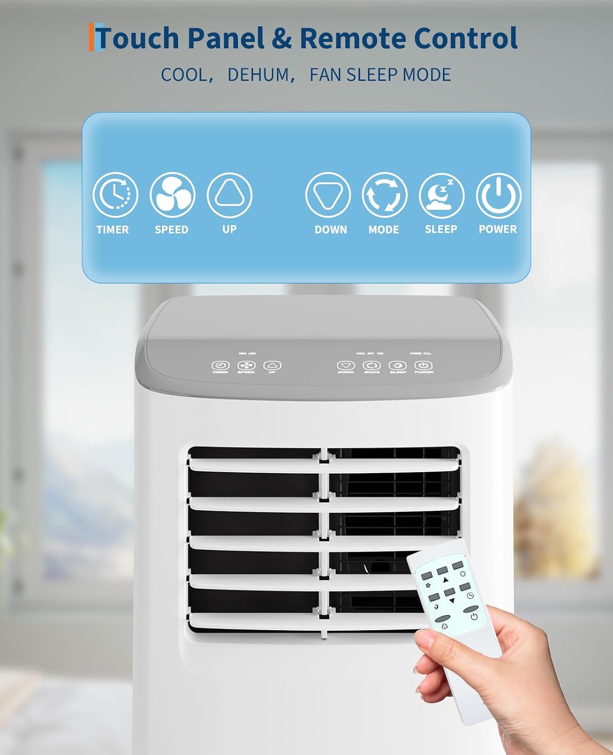 GarveeTech Portable Air Conditioner, 8,000 BTUs Room Air Conditioner, 3 in-1 Cooling AC Portable Air Conditioner with Fan & Dehumidifier, Standing Air Conditioner, Ventless Floor AC