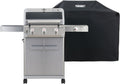 Monument Grills Mesa Series, Outdoor Barbecue Stainless Steel 3 Burner Propane Gas Grill, 48,000 BTU Patio Garden Grill with Side Burner and Knob Controls, Mesa305 with BBQ Cover