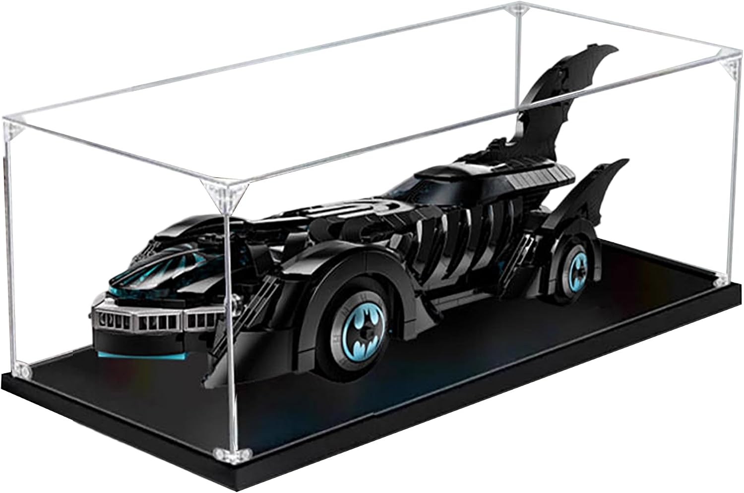 Acrylic Display Case for Lego 76304 Batmobile Model, 3mm Dustproof Display Box, Display Case Compatible with Lego 76304 (Model Not Included) (Transparent 3MM Black Base)
