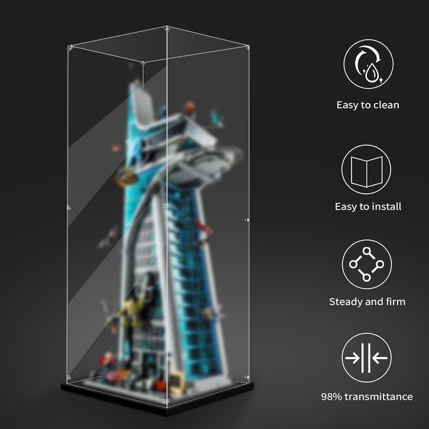 Display Case for Lego 76269 Avengers Tower, 15.74x13.38x36.22inch (40x34x92cm), Protect Your Collectibles from Dust with a Clear Showcase