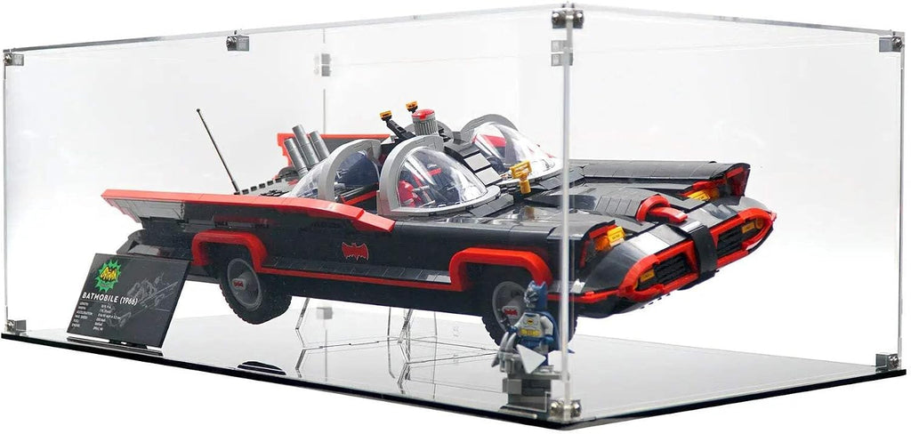 Display Case Compatible with Lego 76328 - Batman: The Classic TV Series Batmobile - Acrylic Dustproof Showcase with Pre-Printed Background - Set Not Included