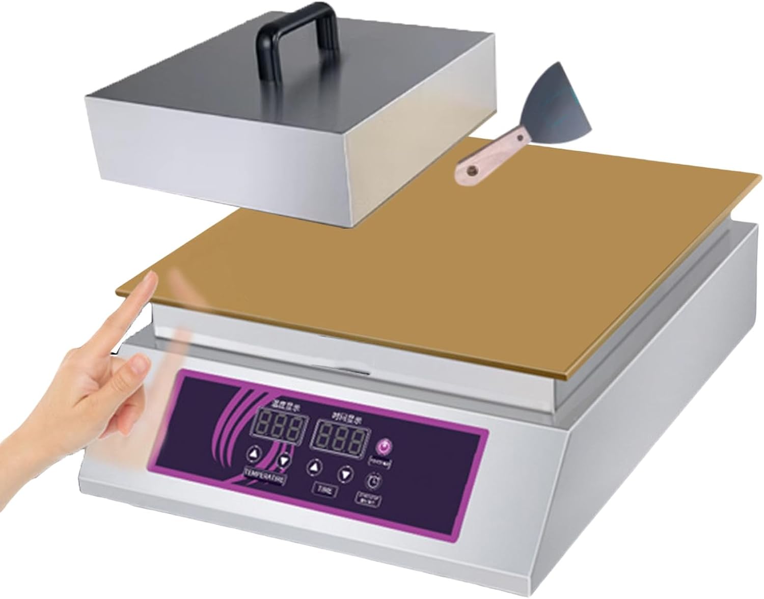 1300w Electric Machine Commercial Pancake Maker with 13.8x15inch Heating Plates, Non-Stick Electric Contact Grill Bread Machine For Home Use,