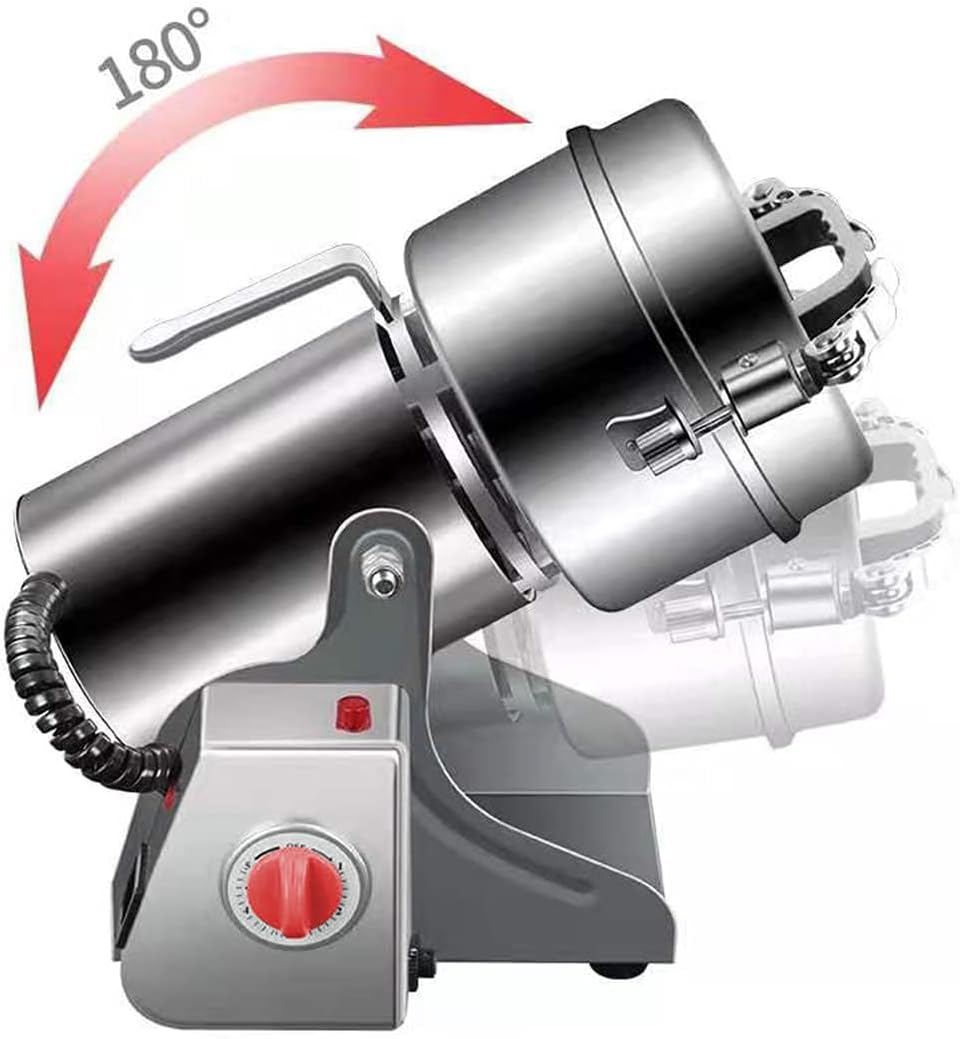 Electric Grain Grinder Mill 1000g High-speed Spice Herb Mill Commercial Powder Machine for Dry Cereals Grain Herb Spice Coffee Corn Bean (1000g Stand Type)