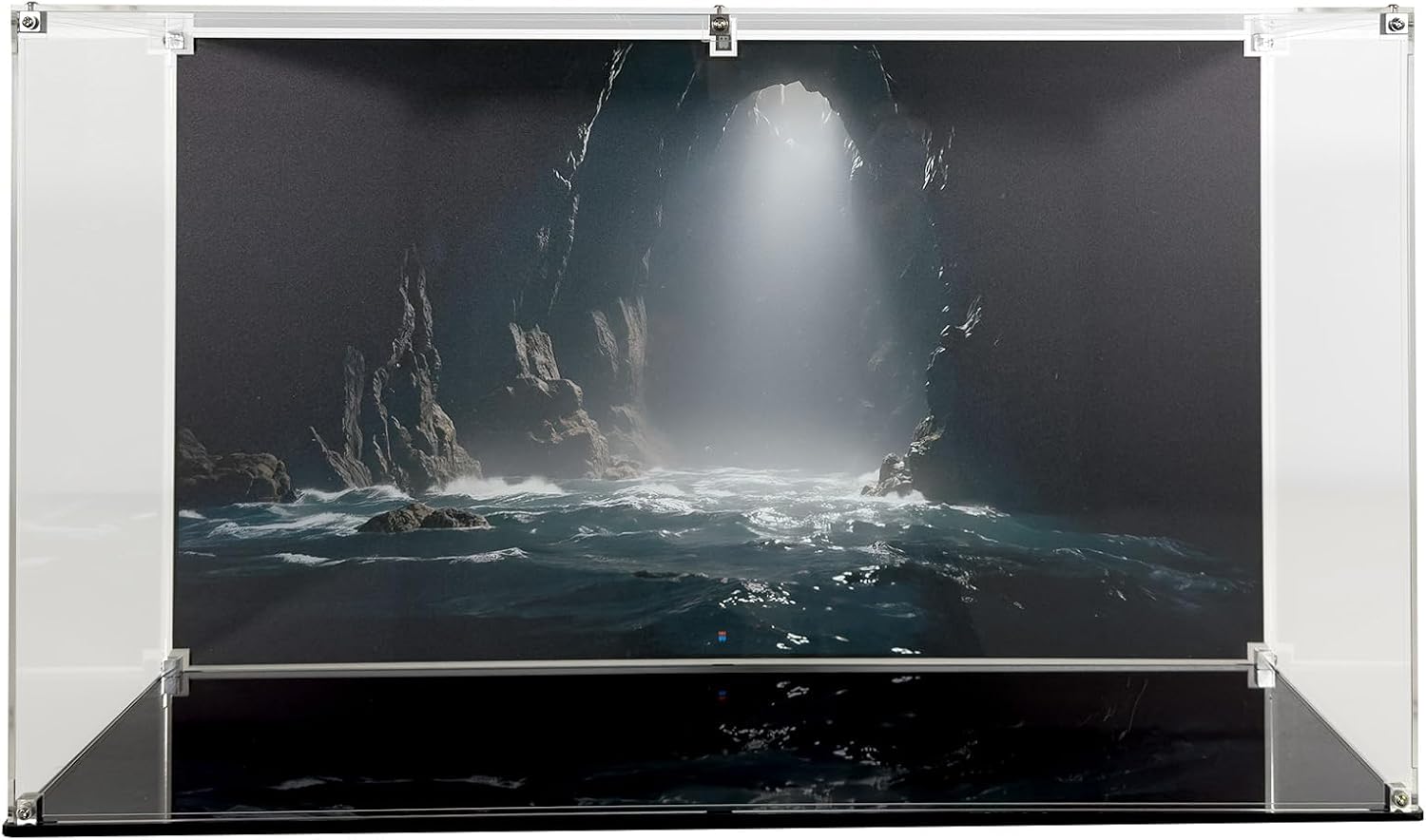 Display Case Compatible with LEGO Ideas The Goonies 21363 – Dustproof Acrylic Showcase with Cavern Scene Background for Movie Enthusiasts – Set Not Included