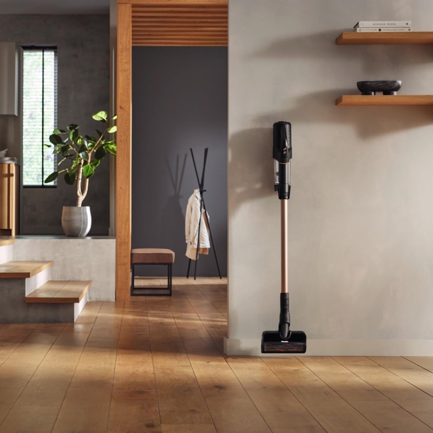 Miele Duoflex Total Care Vacuum Cleaner, Cordless and Bagless Multi-Use, Multi-Floor Flexible Stick Vacuum with 4 Attachable Brushes and Accessories, in Obsidian Black / Rose Gold
