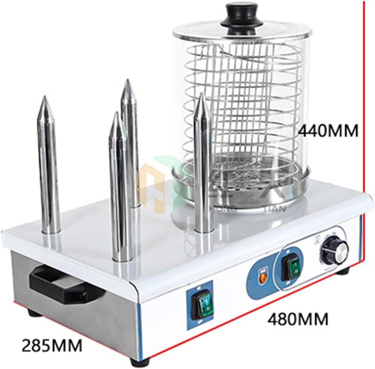 Hot Dog Maker Sausage Grill Stove | Commercial Electric Hot Dog Steamer | Electric Contact Grills | Professional Food Steamer For Restaurants/Home (With 2 Grill Tongs),4 Stick