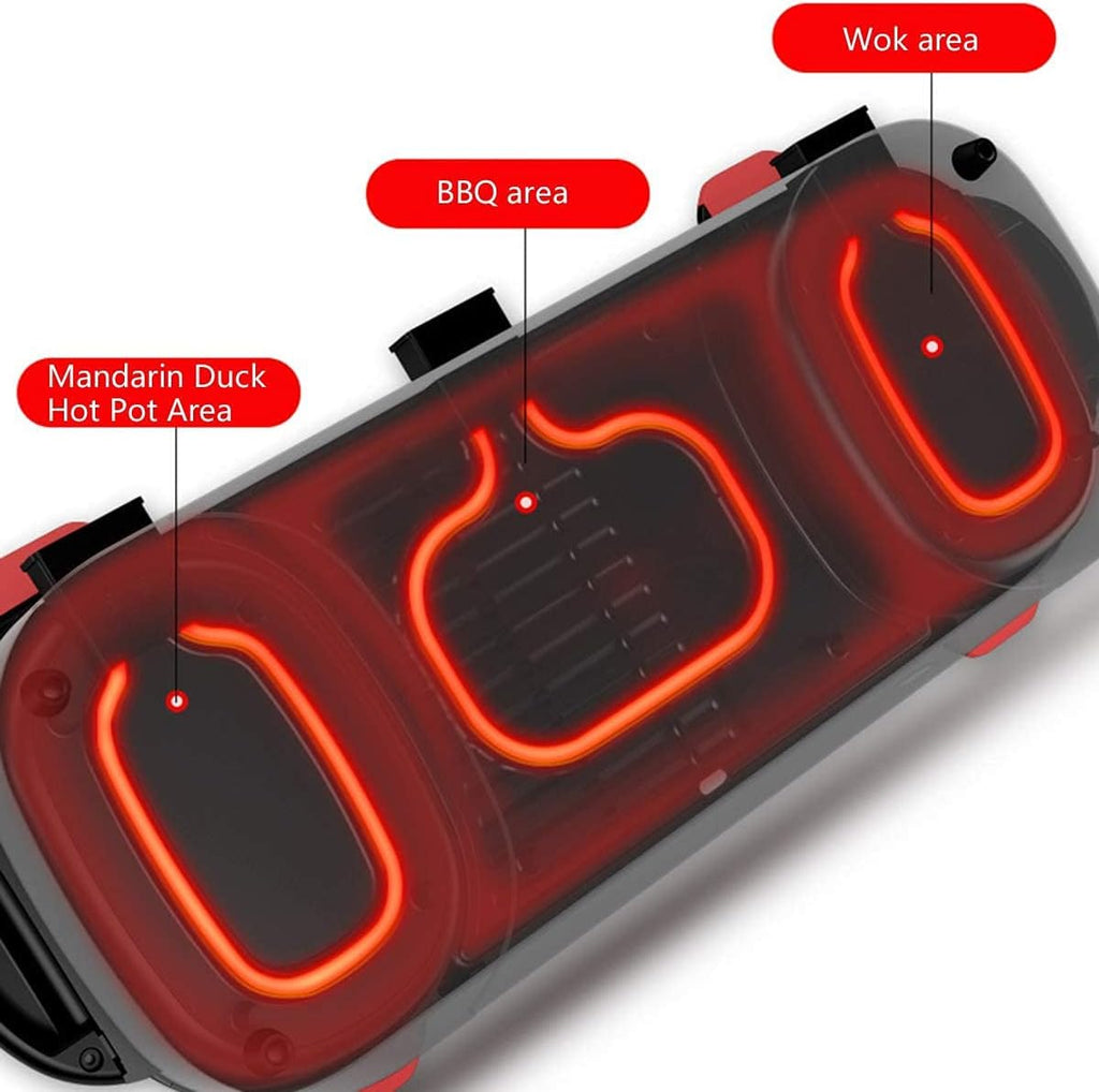 BBQ Smokeless Grill Multifunction Electric Grill Indoor Hot Pot, Home Cooker Griddle Multi Purpose Korean Barbecue Hot Pot Smokeless Teppanyaki BBQ Grill Hotpot Pot Family Dinner