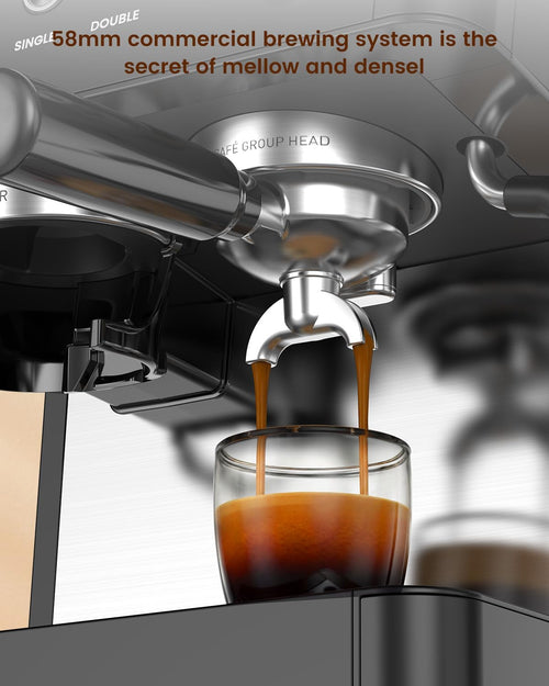 (2026 Upgrade) Espresso Machine with Grinder, Expresso Coffee Machines with Built-in Anti-Clog Coffee Grinder/Milk Steam Wand/Frother, Expresso Machines for Home Perfect Cappuccino & Latte-Matte Black