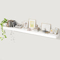 Axeman 72Inch Floating Shelves for Wall, Rustic Wood Shelves for Bedroom, Bathroom, Kitchen, Hanging Wall Mounted Shelf with Invisible Brackets for Books Decor, Set of 1, White