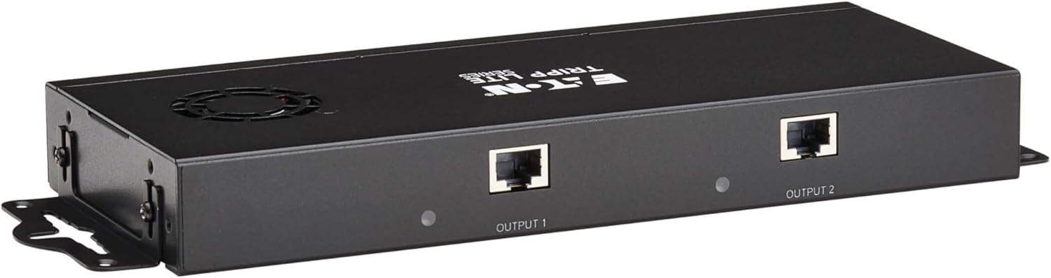 Tripp Lite Series 2-Port DisplayPort to HDMI Splitter + Extender Over Ethernet Cat6, Up to 8K@60Hz Video, 1 in 2 Out, DP 1.4, MST Hub, TAA Compliant, Plug-and-Play, 1-Year Warranty (B156E-002-H8K-K)