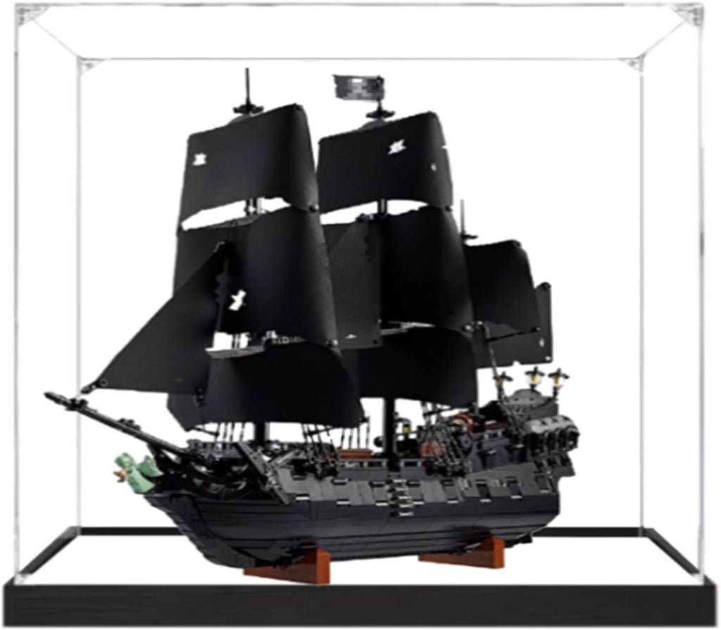 Dustproof Clear Acrylic Display Case,Designed for Lego 10365 Caribbean Pirate Ship Model Dustproof Box, Storage Box(Model Kit Not Included) (Black Mirror 3mm)