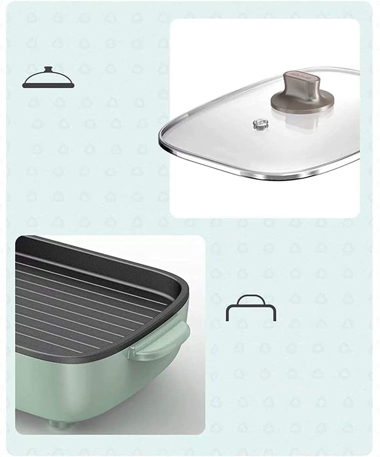 BBQ Hotpot Electric Grill Indoor Hot Pot Multifunctional, Indoor Teppanyaki Grill/Shabu Shabu Pot for 2-6 People, 220V