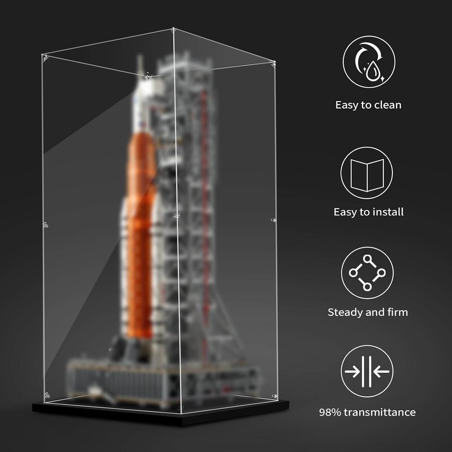 Display Case for Lego 10341 NASA Artemis Space Launch System, 13.77x12.99x29.52inches (35x33x75cm), Protect Your Collectibles from Dust with a Clear Showcase