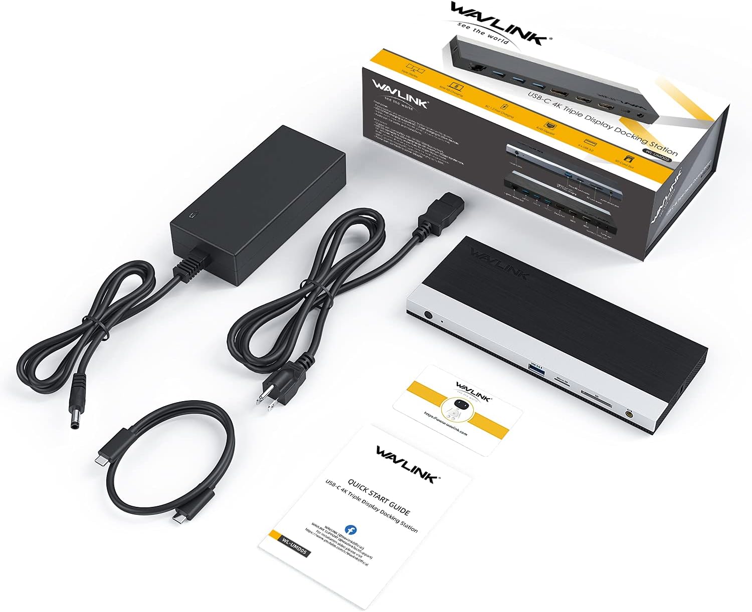WAVLINK USB C Docking Station with 130W Power Adapter, Triple Display USB Type C to Dual HDMI Dock, 2 HDMI, DisplayPort, 100W PD3.0 Charging for Laptop, Ethernet, 4 USB 3.0, SD/TF Slot, Audio, Black