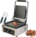 Commercial Sandwich Grill with 1/Fish Scaler & 1/Corkscrew, Electric Sandwich Contact Grill Non-Stick Sandwich Press with 50-300℃ Temperature for Restaurant 1800w(Grooved/Smooth)