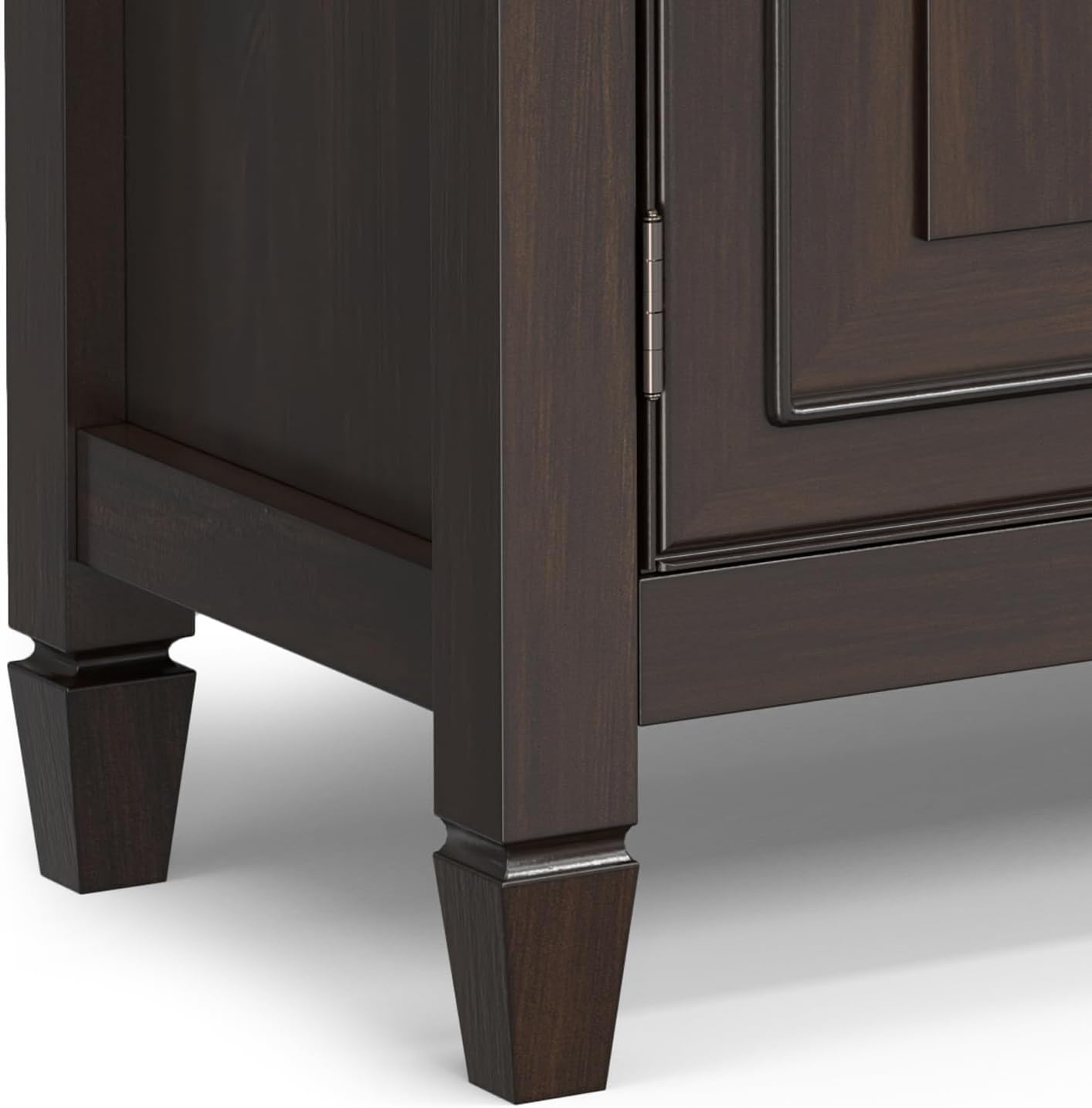 SIMPLIHOME Connaught 51-inch Wide Solid Wood Storage Cabinet in Chestnut Brown for the Entryway, Mudroom, 3 Drawers and Adjustable Shelves, Traditional Style, Space-Saving Design