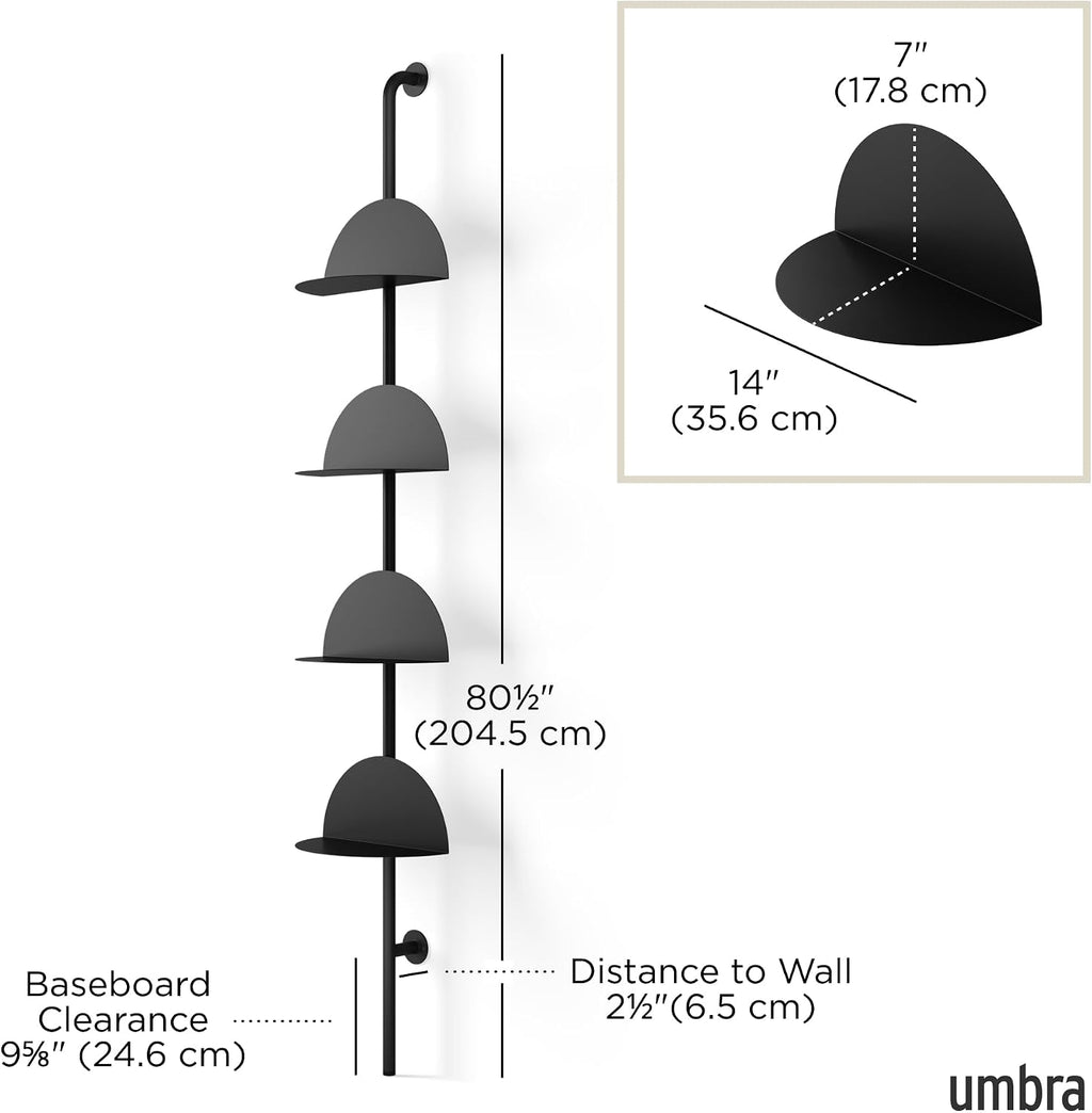 Umbra Solis Metal Display Shelf with 4 Adjustable Shelves, Black