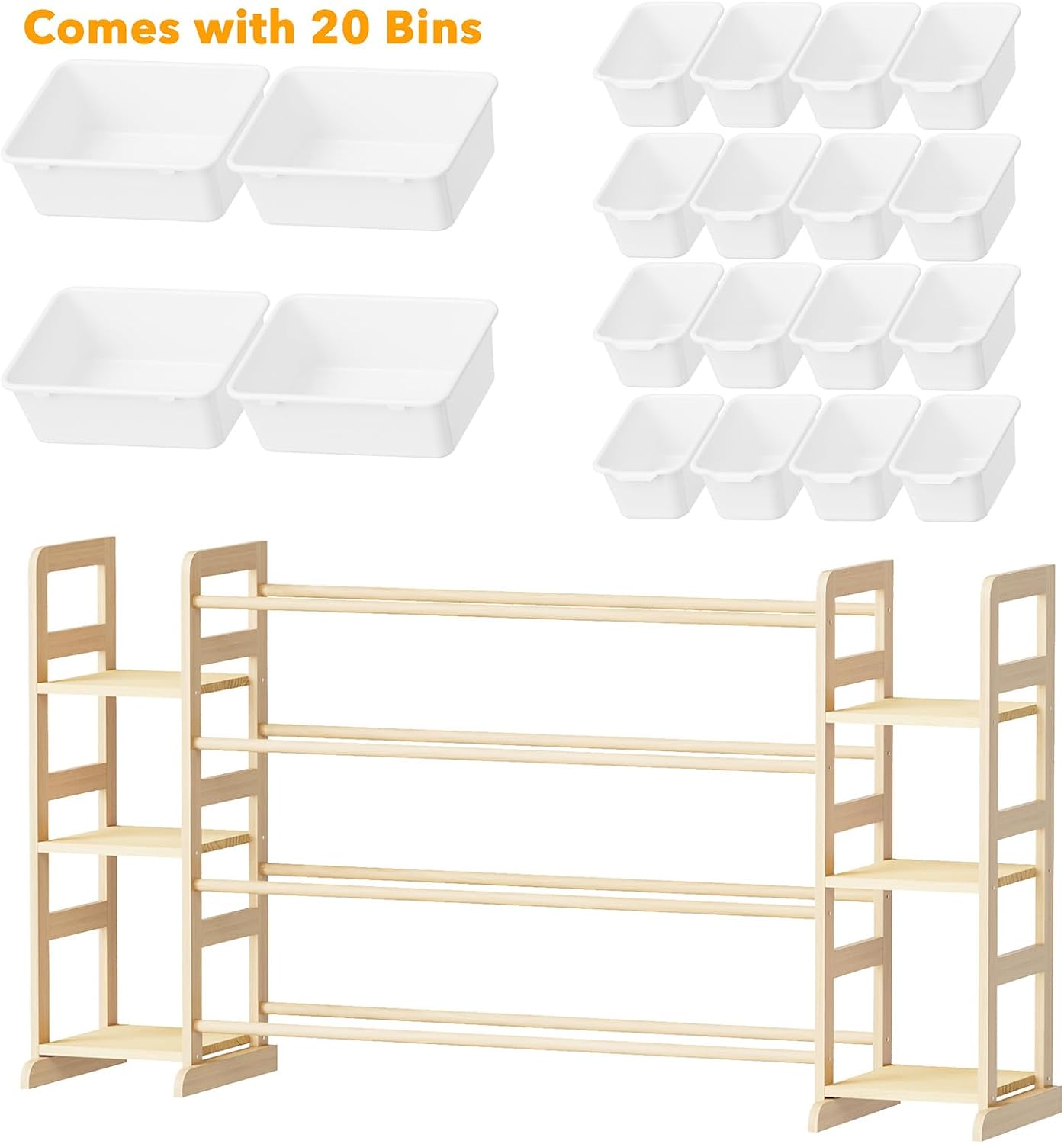 SpaceAid Toy Storage Organizer with 6 Shelves and 20 Bins, Toy Organizers Storage Bookshelf, Kids Bin Shelf Toys Box Bookcase for Bedroom Playroom Organization Room Decor, White