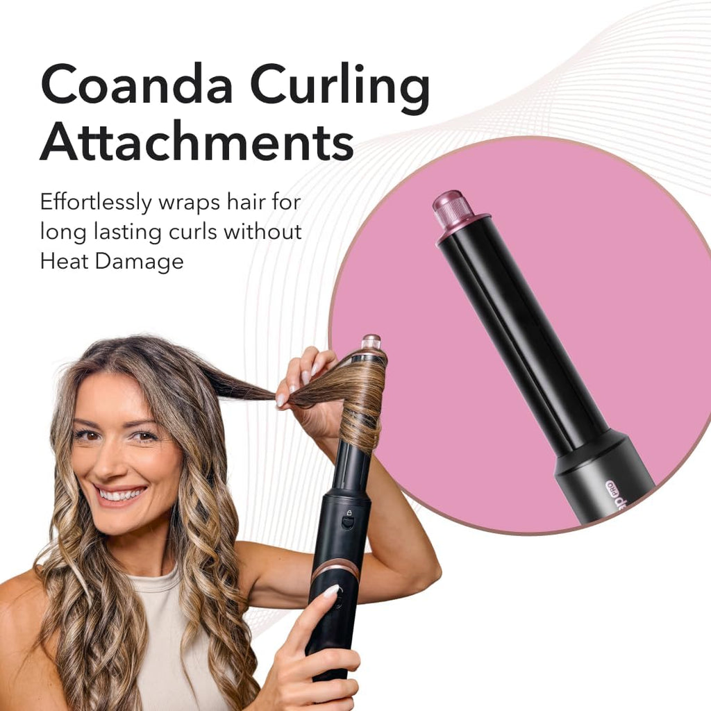 SRILabs StyleWrap Pro 7-in-1 Coanda Air Hair Multi Styler Dryer Brush with Negative Ions, Lighter and Foldable Design, Quiet Brushless Motor, Aviation-Grade Aluminum, Memory Function