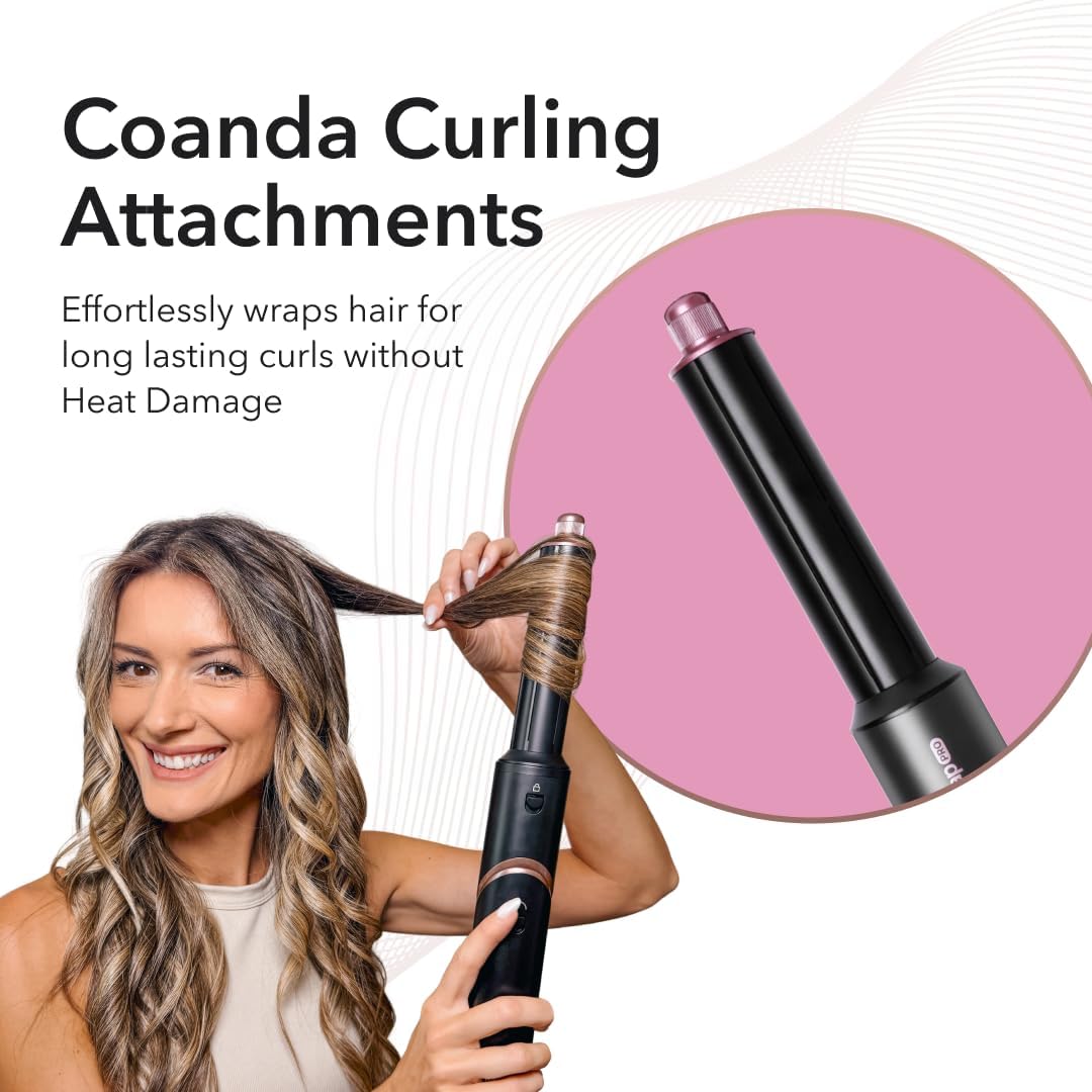 SRILabs StyleWrap Pro 7-in-1 Coanda Air Hair Multi Styler Dryer Brush with Negative Ions, Lighter and Foldable Design, Quiet Brushless Motor, Aviation-Grade Aluminum, Memory Function