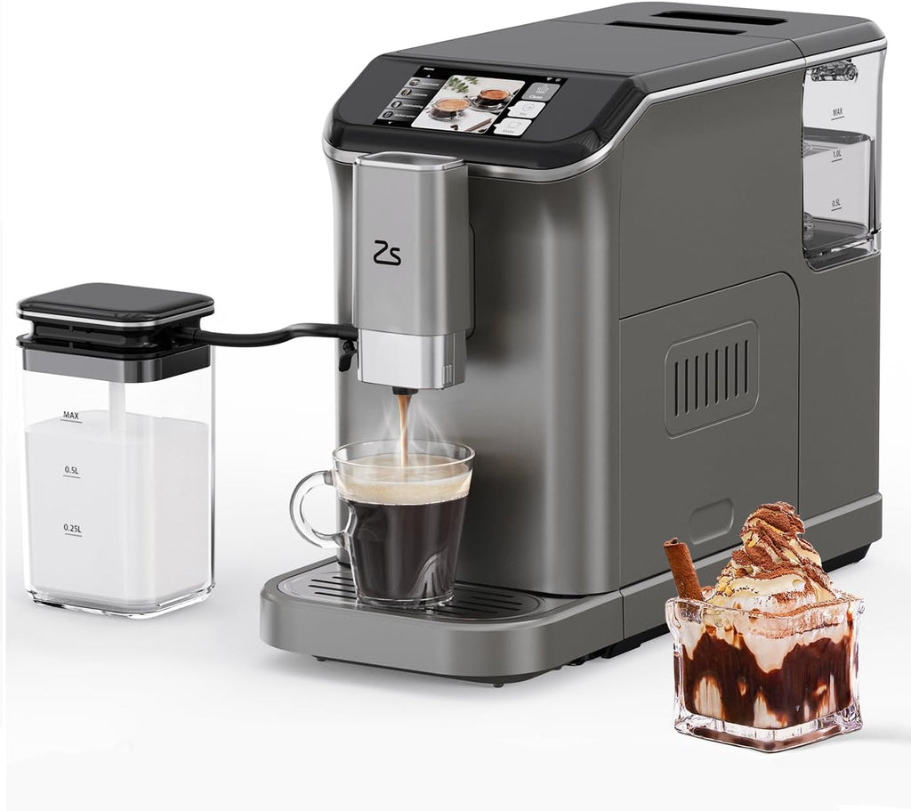 GarveeTech Fully Automatic Espresso Machine, 20 Bar Coffee Espresso Machine with Grinder & Automatic Milk Frother for Latte, Cappuccino, 7 Coffee Varieties, One-Touch Single/Double Shot for Espresso