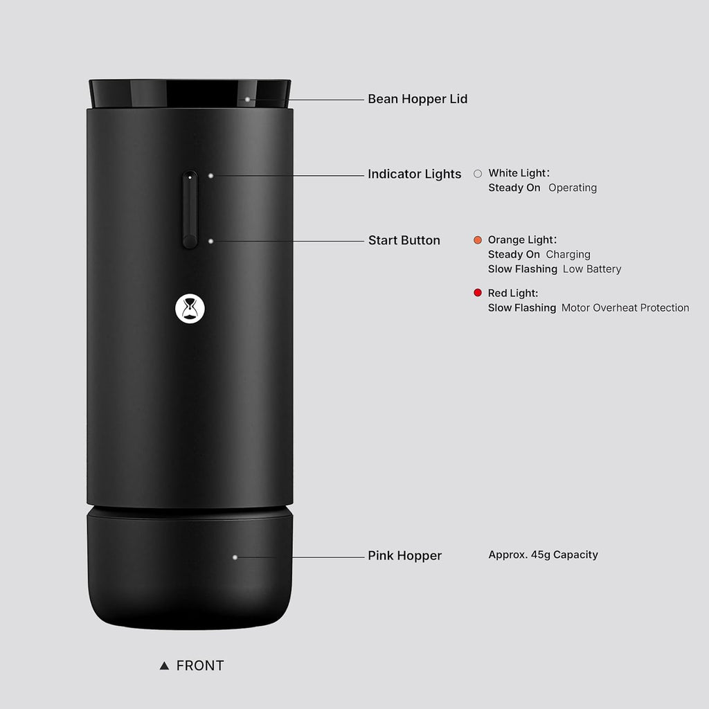 TIMEMORE Burr Coffee Grinder, Portable Electric Grinder with Metal Body, 30 Precise Settings for Espresso to French Press, Low Noise Design, Auto Stop & Clog Protection for Home & Outdoor Use (Black)