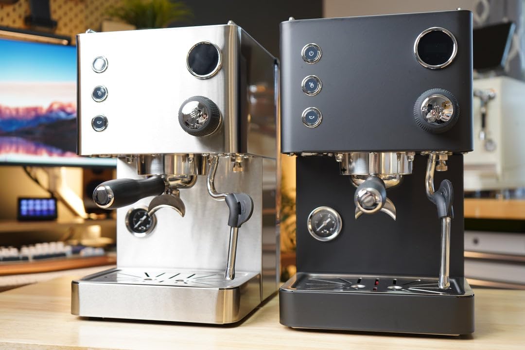 Turin Legato Espresso Machine | 58mm Portafilter, PID Temperature Control, Dual Boiler-Thermoblock System, Stainless Steel, Black, or White (Stainless Steel)