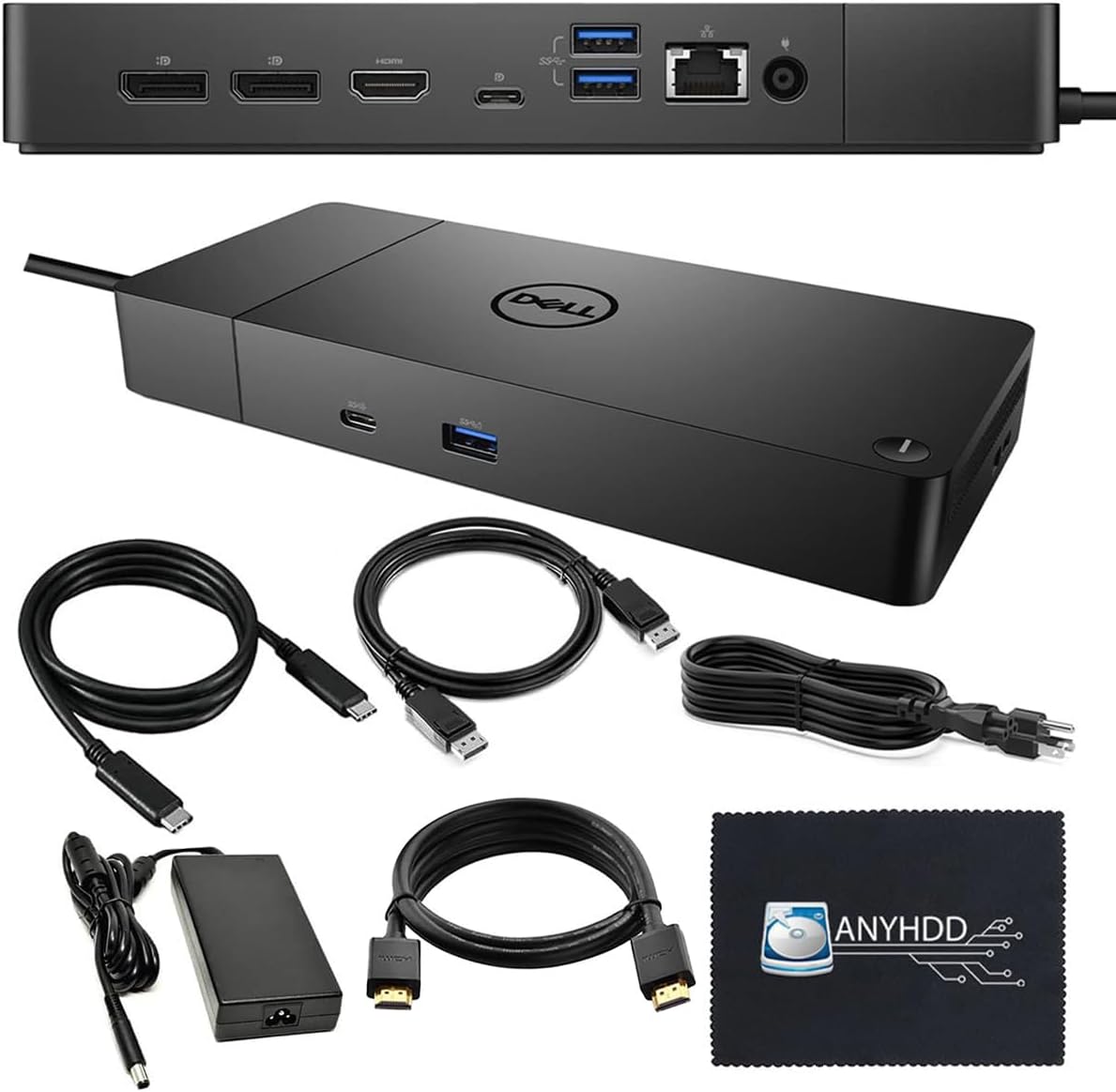 Dell WD19S Docking Station 130W (90W Power Delivery), Dell Docking Station for Laptop with 130W Power Adapter + HDMI + DisplayPort + USB-C Cable + Microfiber Cloth (Renewed)