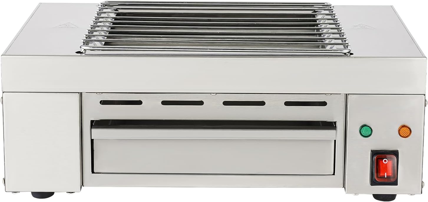 110V 1.5KW Electric Indoor Searing Grill, Stainless Steel Indoor Barbecue Electric Grill Indoor Smokeless Grill Commercial and Family Use Griddle Korean BBQ Grill