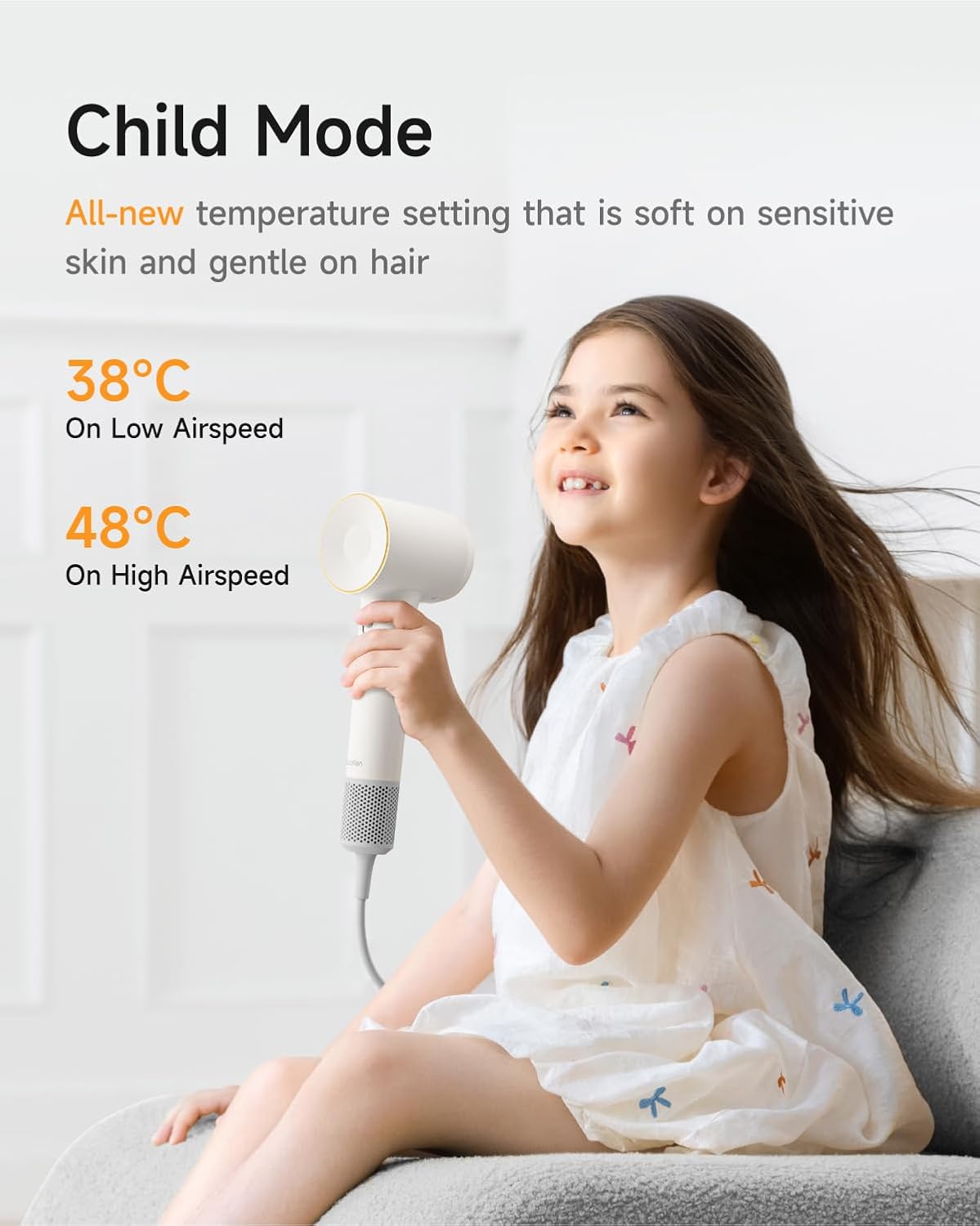 Laifen Hair Dryer SE 2, 200 Million Negative Ionic Blow Dryer with Child Mode and 108,000 RPM Brushless Motor, Fast Drying High-Speed Low Noise Hairdryer with Magnetic Attachments, HD130
