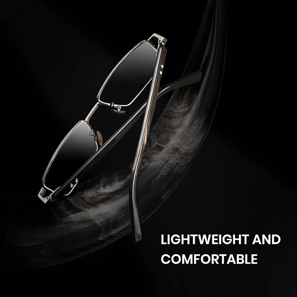 Cyxus 100% Really Buffalo Horn Glasses Pure Titanium for Men Rimless Square Glasses 8135 Space Silver