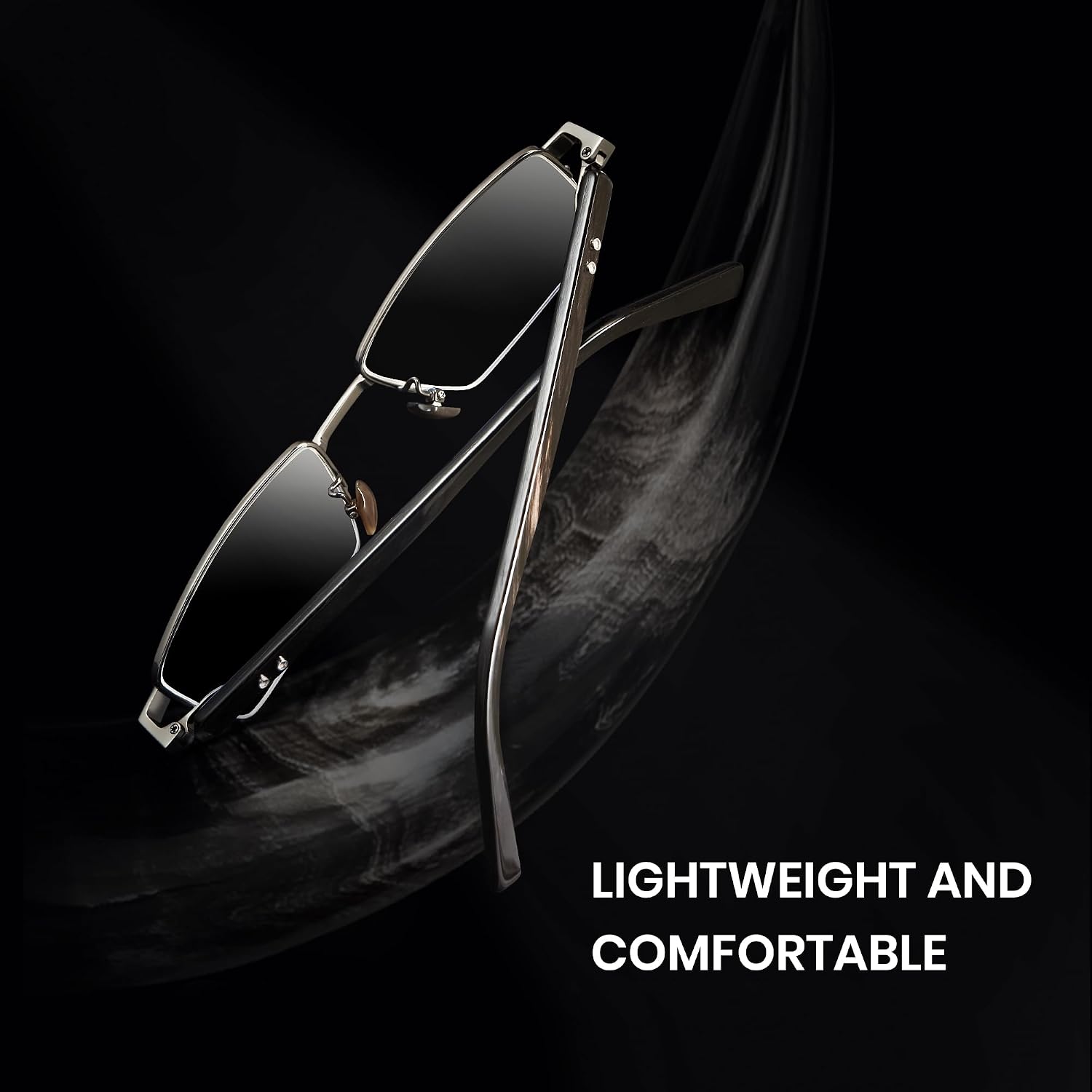 Cyxus 100% Really Buffalo Horn Glasses Pure Titanium for Men Rimless Square Glasses 8135 Space Silver