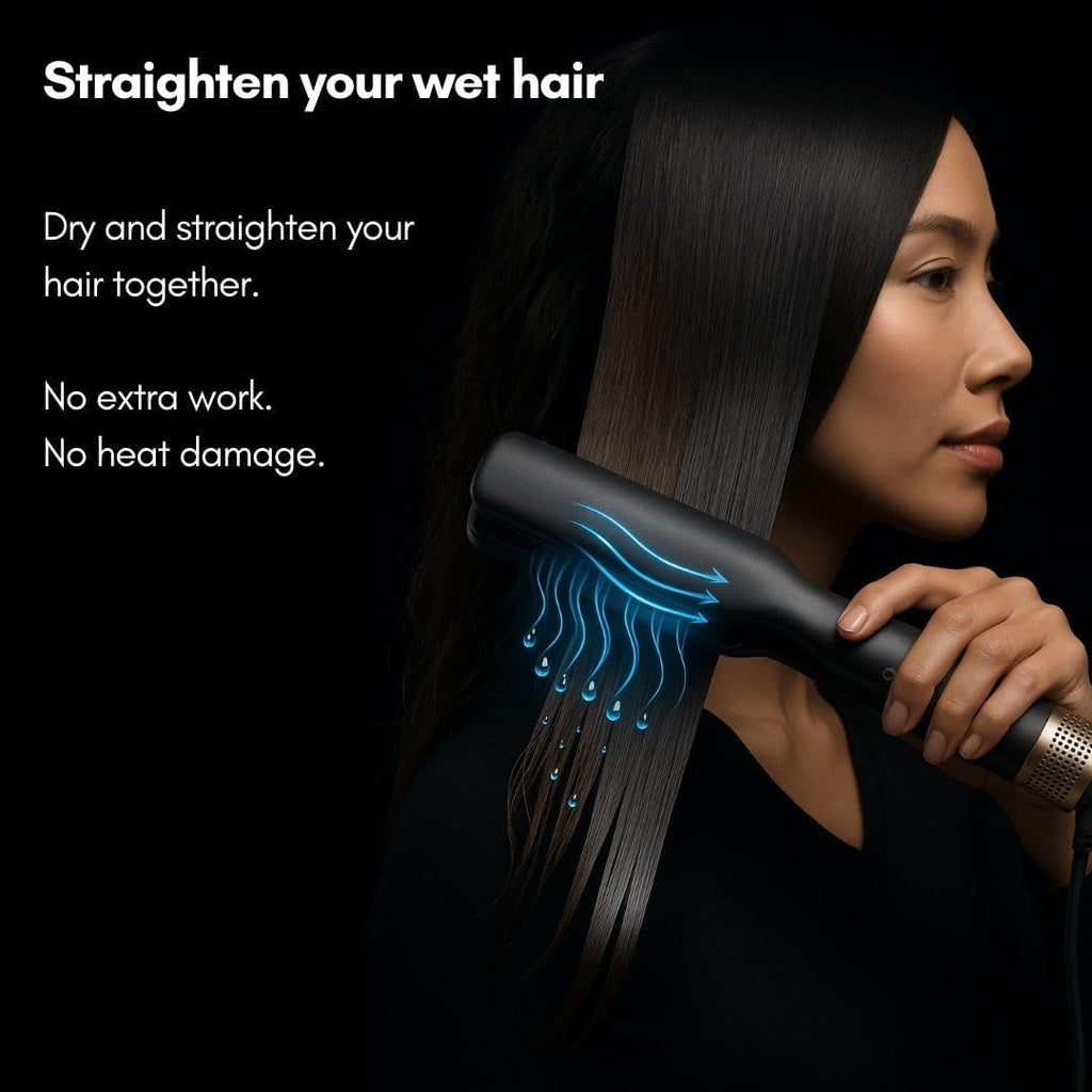AirFleek AI – Air Straight | 2-in-1 Wet to Dry Hair Straightener & Blow Dryer with AI Heat Control, 110,000 RPM High-Speed Airflow, Ionic Frizz Reduction, Lightweight & No Heat Damage