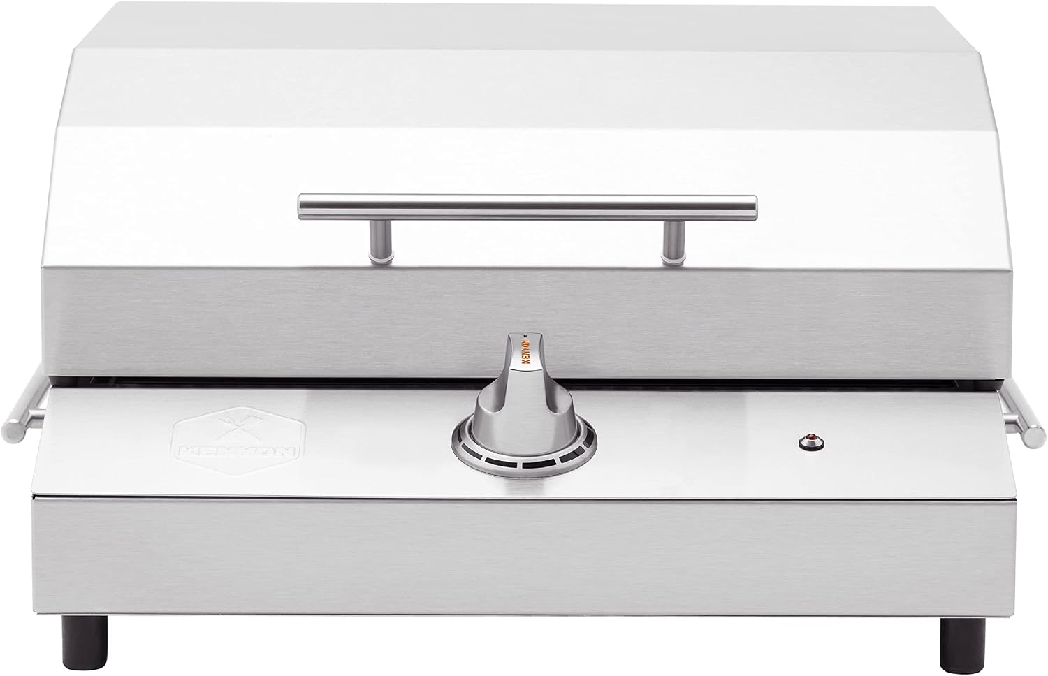 Kenyon G2 Portable Tabletop Electric Grill, 1440W Single Burner, Stainless Steel Body, Cast Aluminum Grate, UL Approved Grill For Indoor And Outdoor Use, Removable Lid, Dishwasher Safe, 120Volts