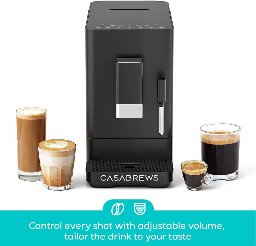 CASABREWS ACAFE Automatic Espresso Machine, 20bar Coffee Maker with Grinder and Milk Frother, Cappuccino Machines for Home or Office, All-in-One Grind and Brew Coffee Maker, Customizable Coffee Volume