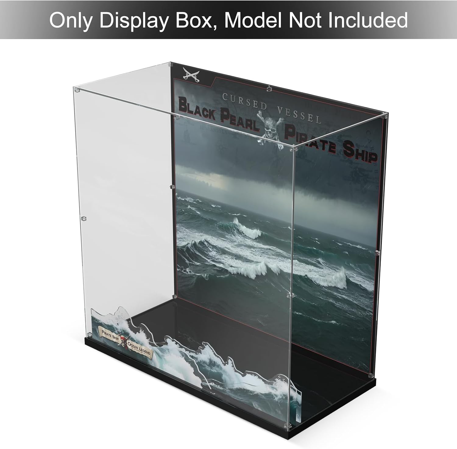 Premium Acrylic Display Case Compatible with Lego Icons Captain Jack Sparrow's Pirate Ship, Clear Dustproof Storage Box for Lego Black Pearl 10365 Set（Model not Included）