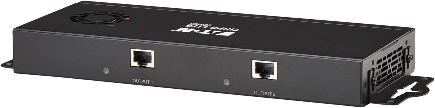 Tripp Lite Series 2-Port DisplayPort to HDMI Splitter + Extender Over Ethernet Cat6, Up to 8K@60Hz Video, 1 in 2 Out, DP 1.4, MST Hub, TAA Compliant, Plug-and-Play, 1-Year Warranty (B156E-002-H8K-K)