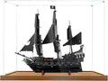 Acrylic Display Case for Lego 10365 Black Pearl Pirate Ship Model, 3mm Dustproof Display Box, Display Case Compatible with Lego 10365 (Model Not Included) (Transparent 3MM Wooden Base)
