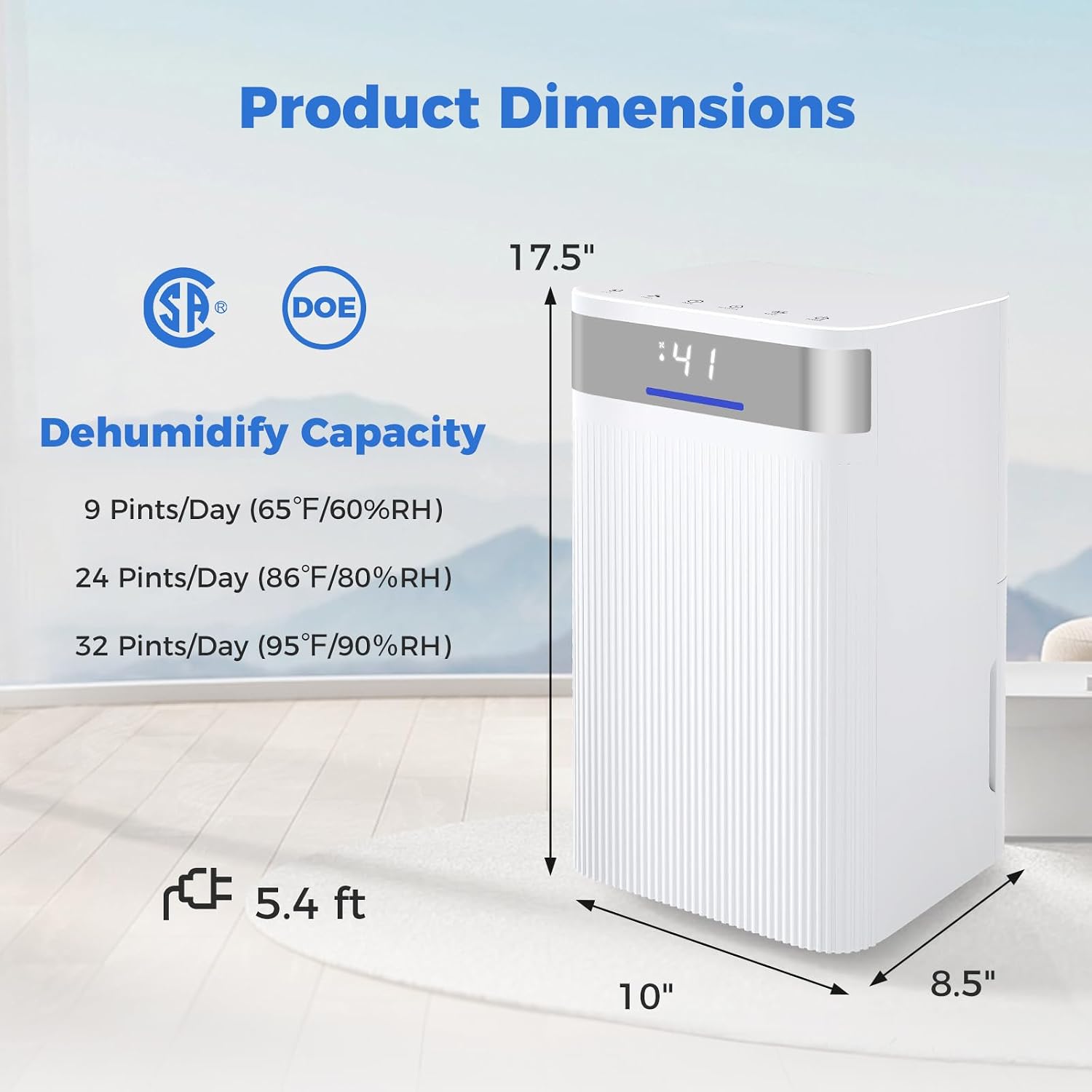 ARLIME 32 Pints Dehumidifier for Home, 2000 Sq.ft, Quiet Operation with 3 Modes, Drain Hose, Auto Shut Off, LED Display, 24H Timer, Portable Dehumidifier for Bedroom, Bathroom, Living Room, Basement