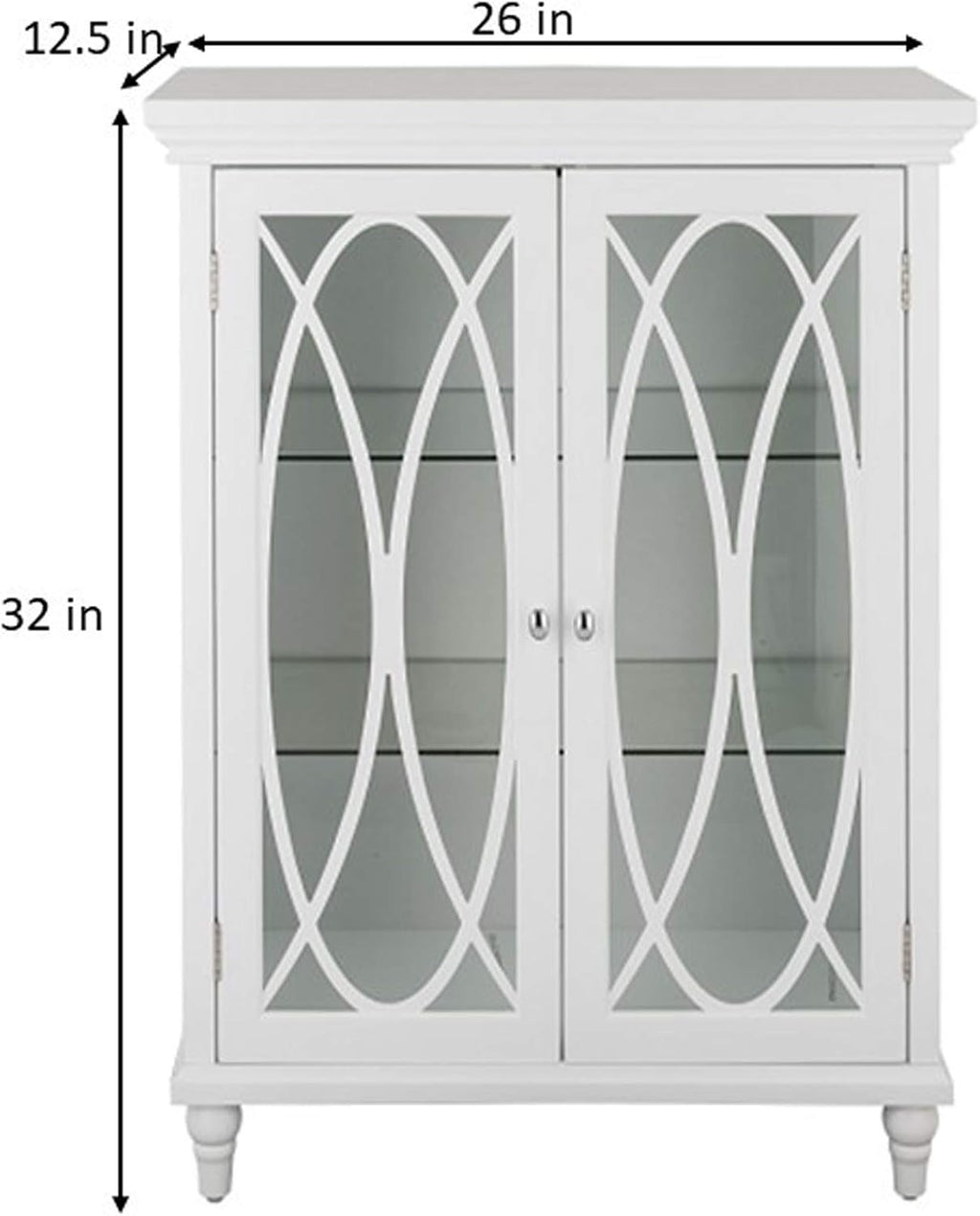 Teamson Home Florence 26 in. x 32 in. 2-Door Freestanding Wooden Floor Cabinet with Adjustable Shelves for Storage Solutions in Bathrooms, Kitchens, Laundry Rooms, Home Offices, White