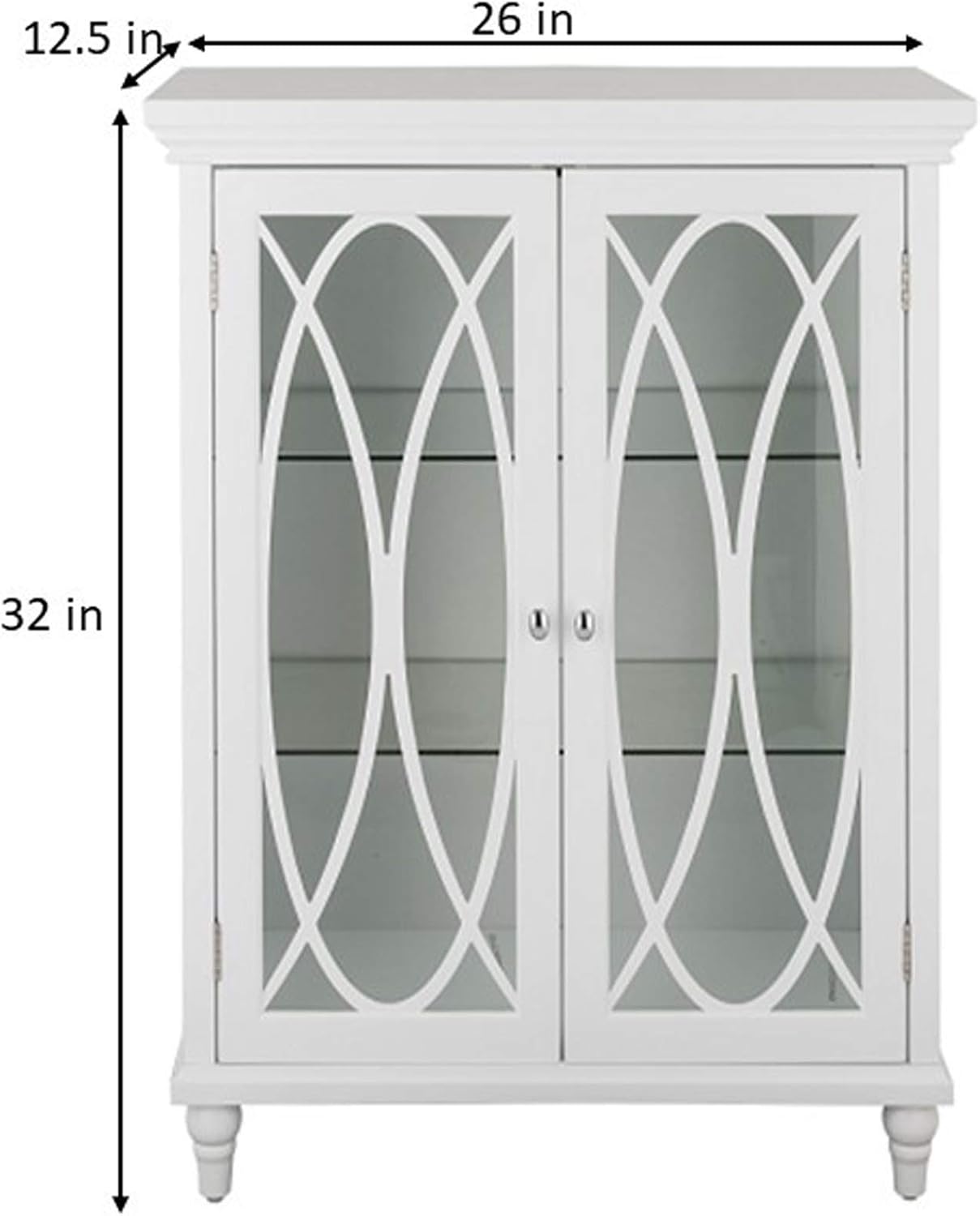 Teamson Home Florence 26 in. x 32 in. 2-Door Freestanding Wooden Floor Cabinet with Adjustable Shelves for Storage Solutions in Bathrooms, Kitchens, Laundry Rooms, Home Offices, White