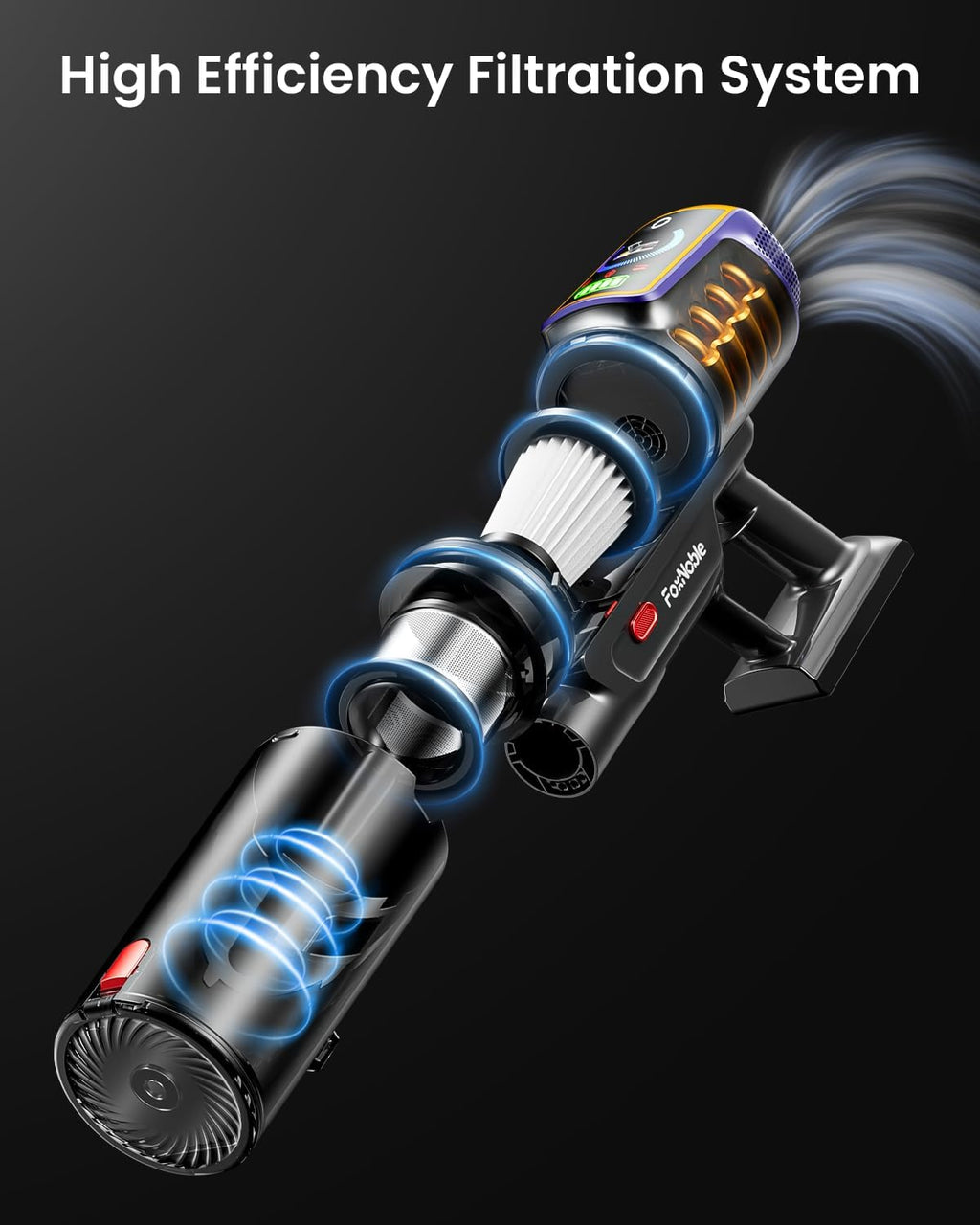 Cordless Vacuum Cleaner,50KPa 600W 65Mins Vacuum Cleaners for Home,Stick Vacuum with LED Display &Anti-tangle Brush and Self-Standing Design,Vacuum Cleaner for Hardwood Floors,Carpet,Pet Hair,Car