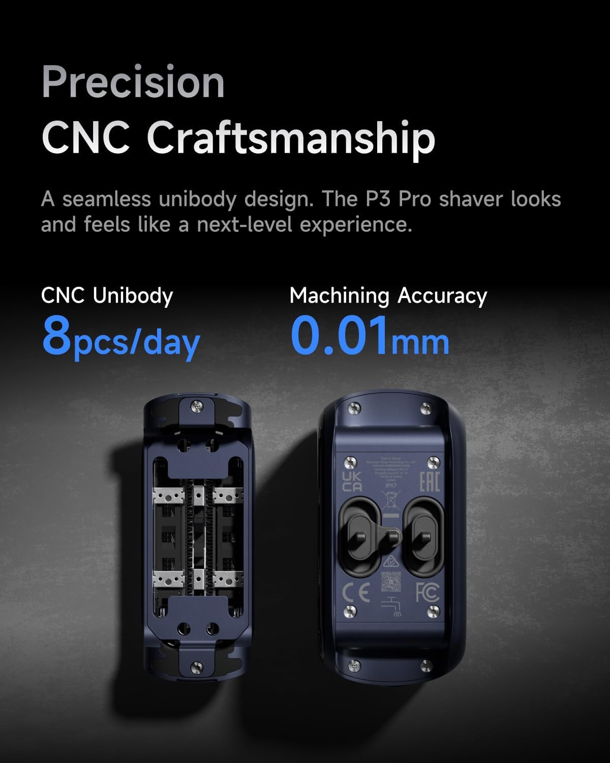 Laifen P3 Pro 3-Blade Electric Shaver Set – Includes P3 Pro Shaver, Travel Pod & Non-Slip Pad, Dual Linear Motors 12,000 Cuts/Min, 100-Min Runtime, IPX7 Waterproof (Royal Blue)