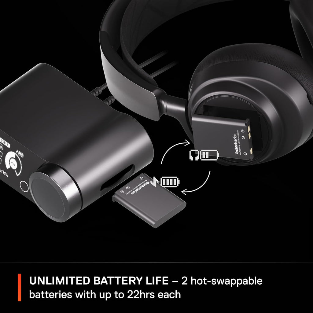 SteelSeries Arctis Nova Pro Wireless Multi-System Gaming Headset - Premium Hi-Fi Drivers - Active Noise Cancellation - Infinity Power System - ClearCast Gen 2 Mic - PC, PS5, PS4, Switch, Mobile