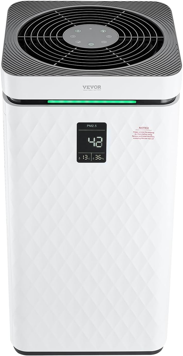 VEVOR Air Purifier for Bedroom Home, H13 HEPA Layer Filter 3139 ft²/h Smart Air Purifier with Speed Control & Child Lock Guard, 23 dB Sleep Mode Air Cleaner for Smoke Dust with Convenient Touch Panel