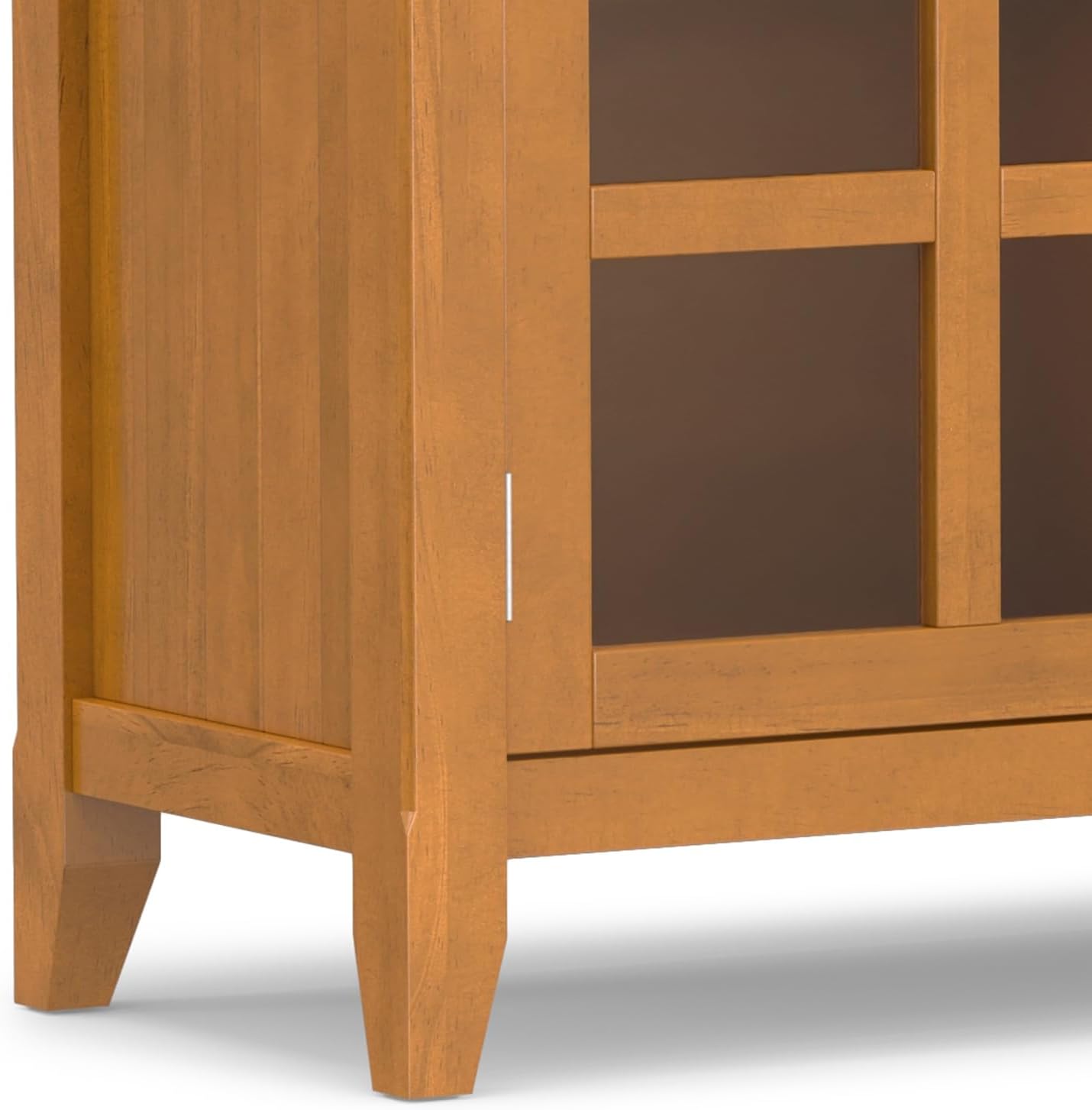 SIMPLIHOME Acadian Storage Cabinet - 62 inch Wide Solid Wood 3-Shelf Sideboard in Light Golden Brown, Transitional Buffet for Living Room, Entryway, or Dining Room with Adjustable Shelves